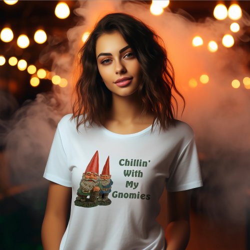 Funny Vintage Chillin With My Gnomies Womens  T_Shirt