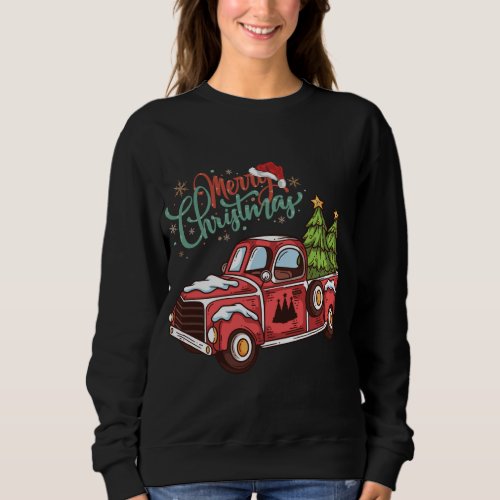 Funny Vintage Christmas Tree Red Truck Sweatshirt