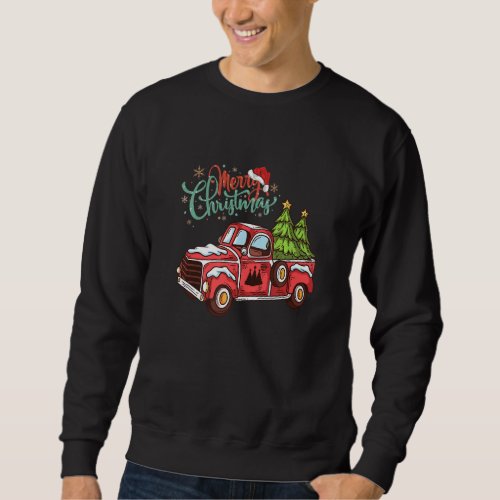 Funny Vintage Christmas Tree Red Truck Sweatshirt
