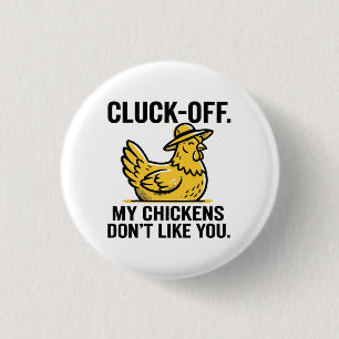 Funny Vintage Cluk Off Chicken Lover Minimalist Button
