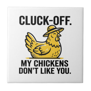 Funny Vintage Cluk Off Chicken Lover Minimalist Ceramic Tile