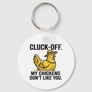 Funny Vintage Cluk Off Chicken Lover Minimalist Keychain
