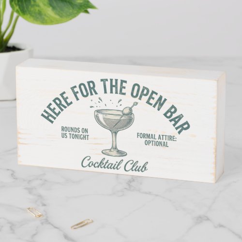 Funny Vintage Cocktail Party Design Wooden Box Sign