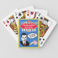 Funny Vintage Dad Joke Casino with Custom Name Playing Cards