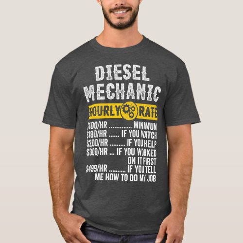 Funny Vintage Diesel Mechanic Apparel Fun Hourly T_Shirt