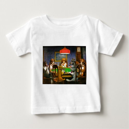 Funny Vintage Dogs Playing Poker Baby T_Shirt