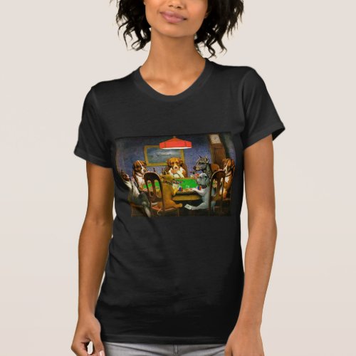 Funny Vintage Dogs Playing Poker T_Shirt