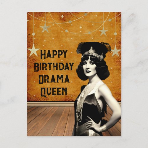 Funny Vintage Drama Queen Birthday Postcard