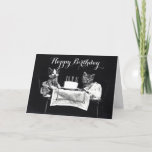 Funny vintage dressed up kitten cat birthday card