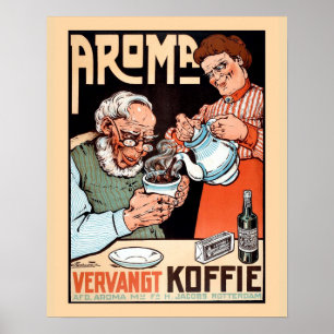 Funny vintage Dutch coffee replacement advertising Poster