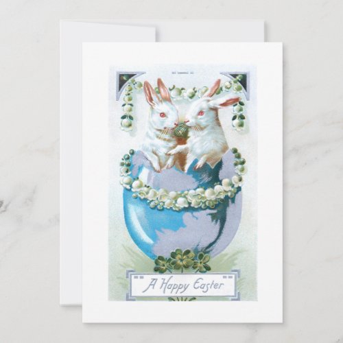 Funny Vintage Easter Bunnies in Egg Holiday Card