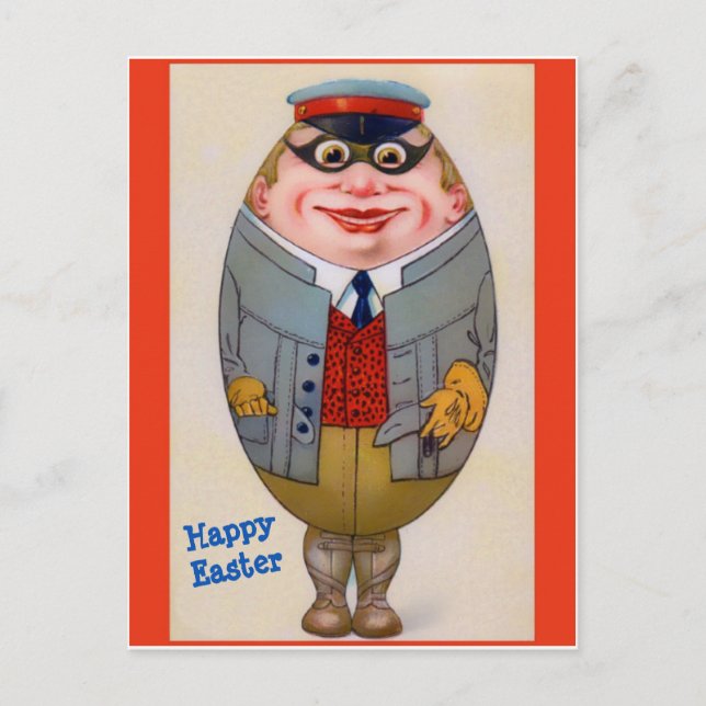 Funny Vintage Easter Egg Man, Cute Postcard (Front)