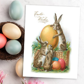Funny Vintage Easter Rabbits and Dyed Eggs Postcard
