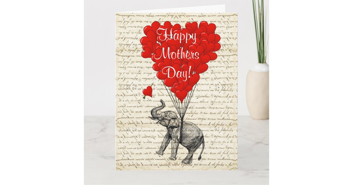 Funny Vintage Elephant Mothers Day Card Zazzle Com