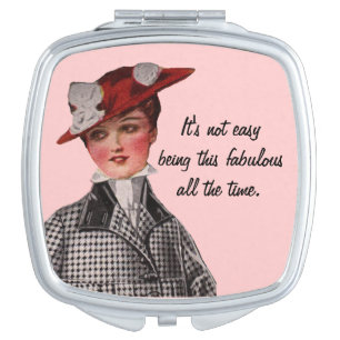 Funny Vintage Fabulous Woman Makeup Mirror