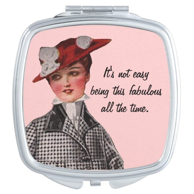 Funny Vintage Fabulous Woman Makeup Mirror (Front)