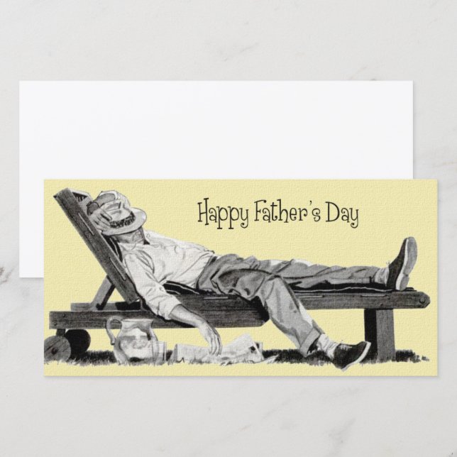 Funny Vintage Father's Day Sleeping Dad Card (Front/Back)