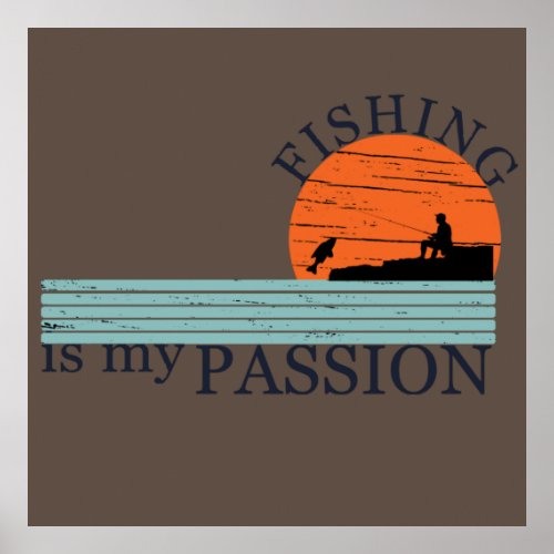 Funny vintage fishing lovers poster