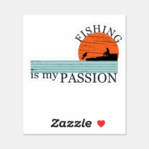 Funny vintage fishing lovers sticker