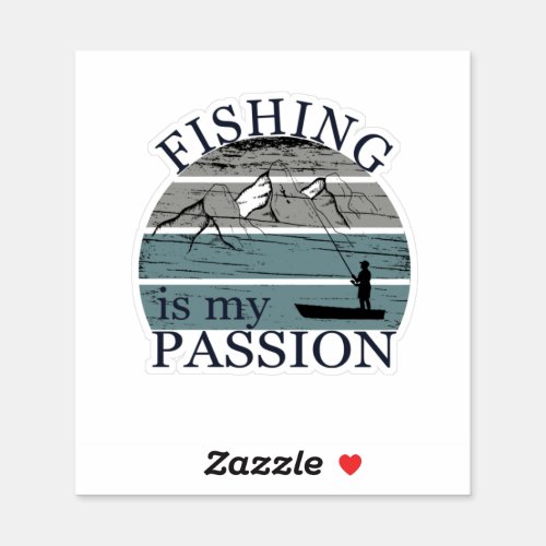 Funny vintage fishing lovers sticker