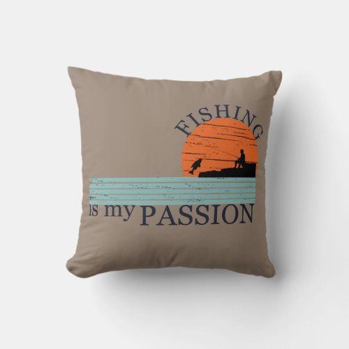 Funny vintage fishing lovers throw pillow