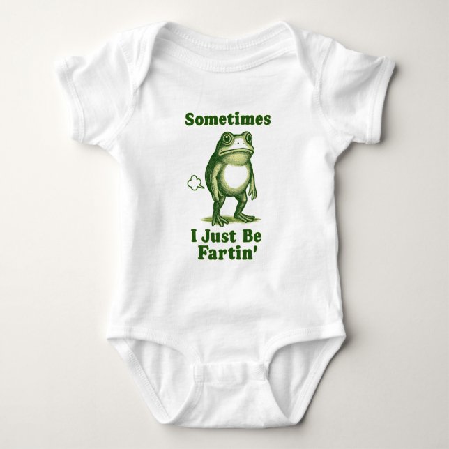Funny Vintage Frog Baby Bodysuit (Front)