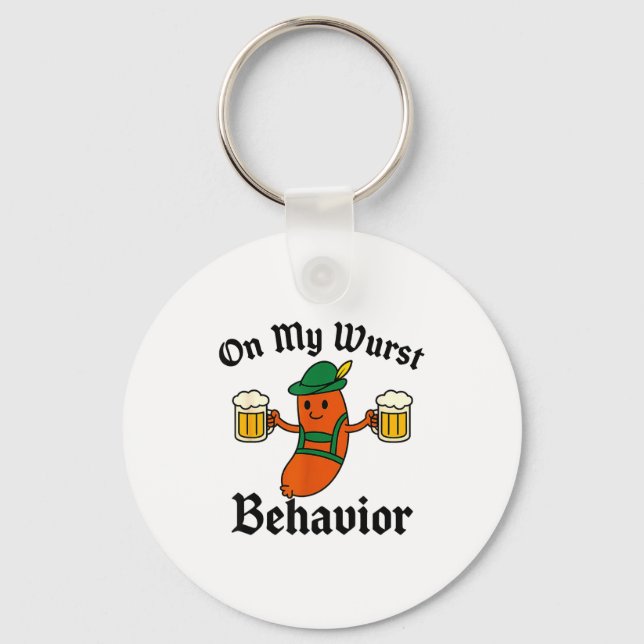 Funny Vintage German Octoberfest Wurst  Keychain (Front)