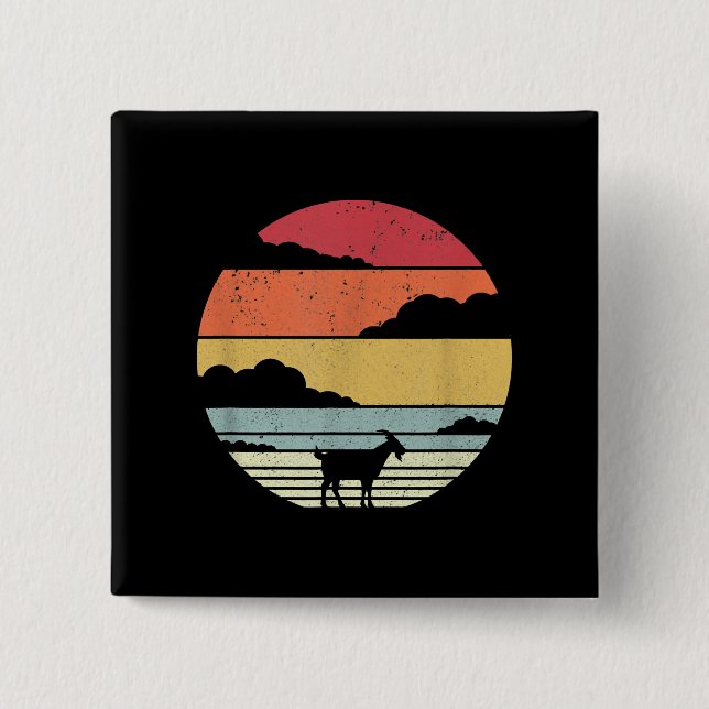 Funny Vintage Goat Gift Button (Front)
