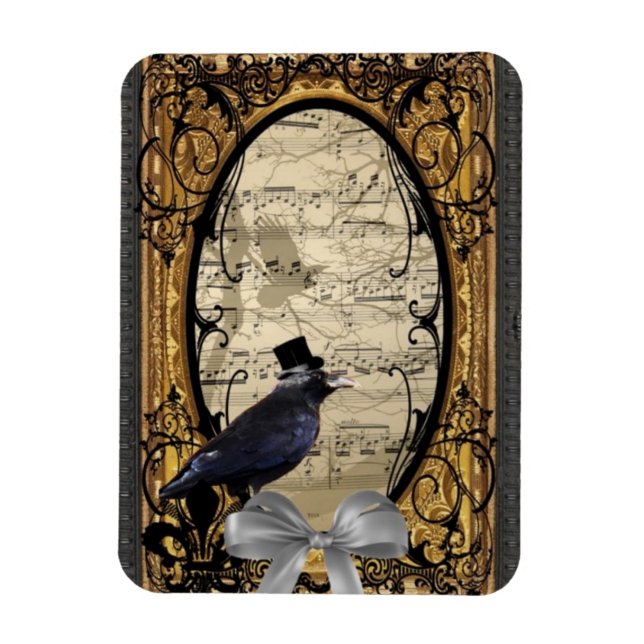 Funny vintage Gothic wedding crow Magnet (Vertical)