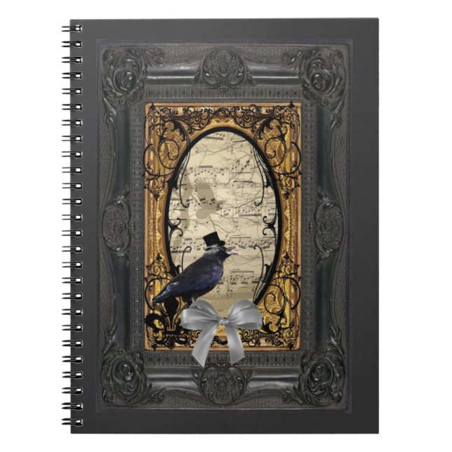 Funny vintage Gothic wedding crow Notebook (Front)