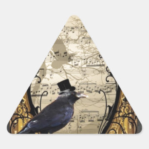 Funny vintage Gothic wedding crow Triangle Sticker