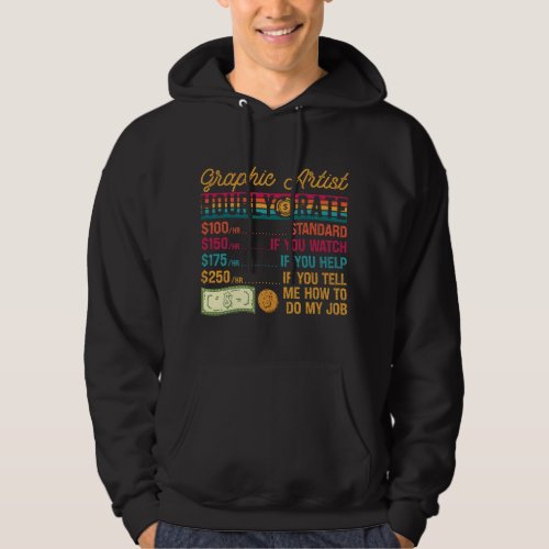 Funny Vintage Graphic Artist Hourly Rate Job Title Hoodie