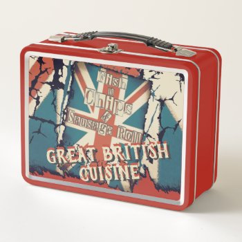 Funny Vintage Great British Fish N Chips Takeaway Metal Lunch Box by EnglishTeePot at Zazzle