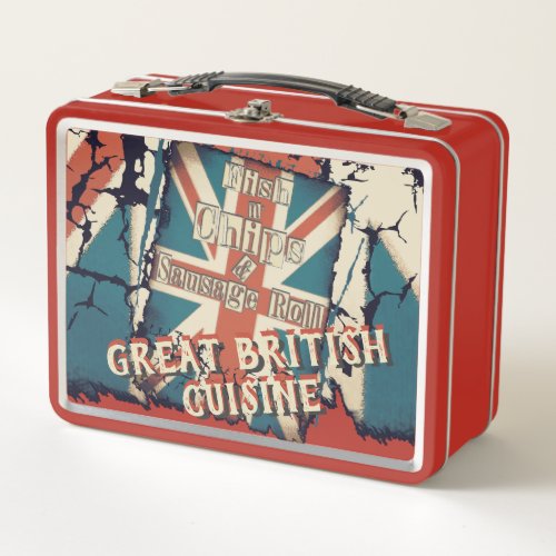 Funny Vintage Great British Fish N Chips Takeaway Metal Lunch Box