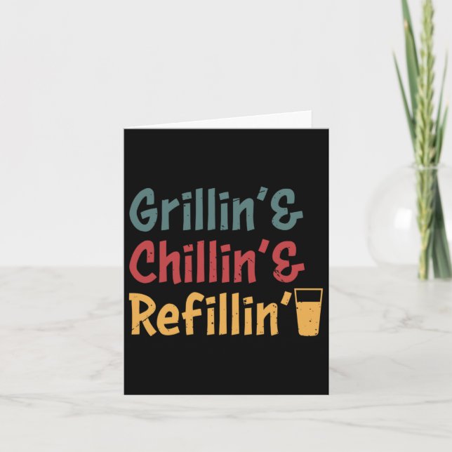Funny Vintage Grill Dad - Grilling Chilling Refill Card (Front)