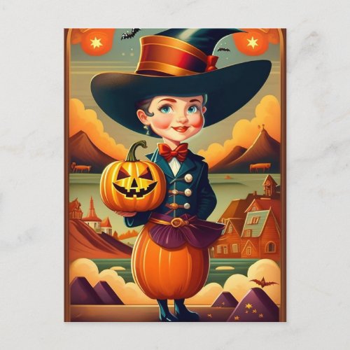 Funny Vintage Halloween Woman Postcard