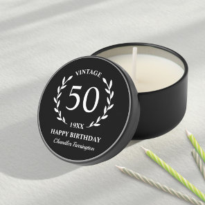 Funny Vintage Happy Birthday Custom Text Any Year Mini Candle Favors