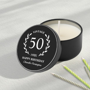 Funny Vintage Happy Birthday Custom Text Any Year Mini Candle Favors