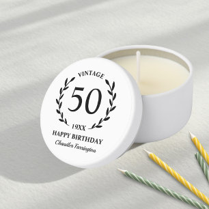 Funny Vintage Happy Birthday Custom Text Any Year Mini Candle Favors