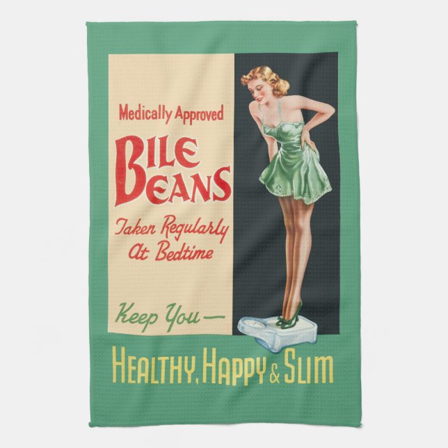 Funny Vintage Health Ad BILE BEANS Towel (Vertical)