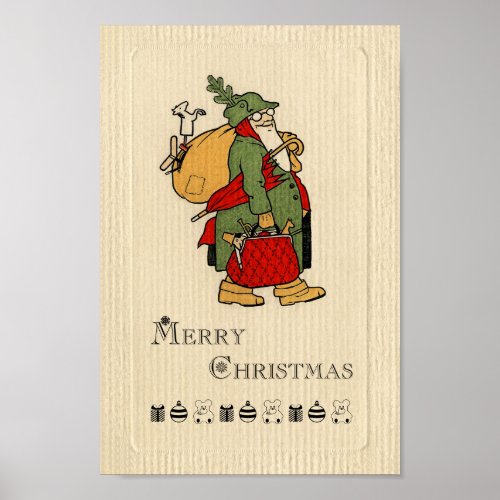  Funny vintage hobo Santa Poster