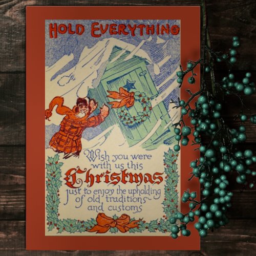 Funny Vintage Hold Everything Flat Christmas Holiday Card