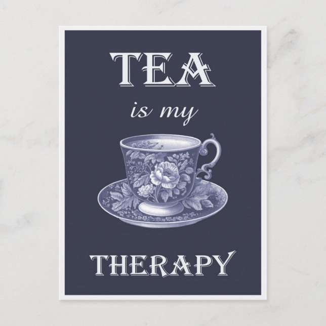 Funny Vintage Hot Tea Is My Therapy Postcard (Front)
