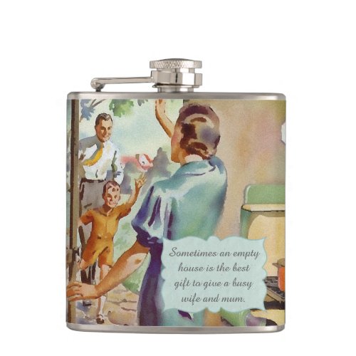 Funny Vintage Housewife Art and Quote Flask