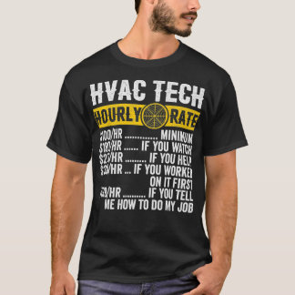 Funny Vintage HVAC Technician Apparel Hourly Rate T-Shirt