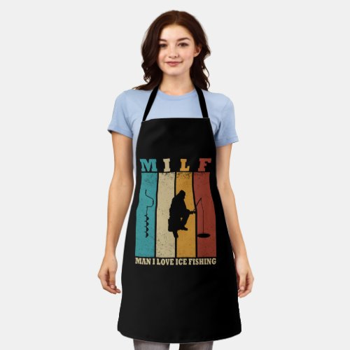 funny vintage ice fishing lovers apron