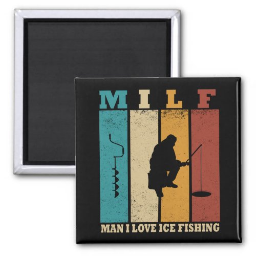 funny vintage ice fishing lovers magnet