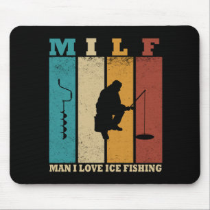 funny vintage ice fishing lovers mouse pad