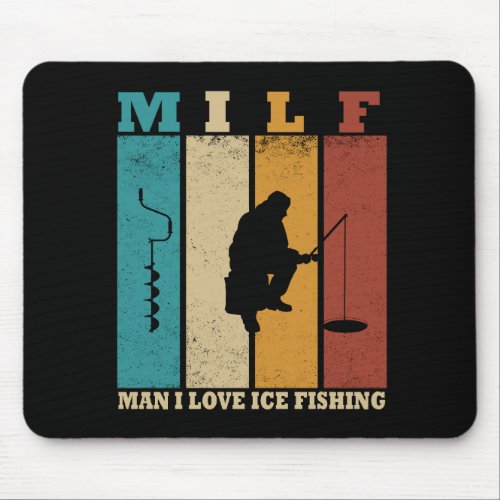 funny vintage ice fishing lovers mouse pad