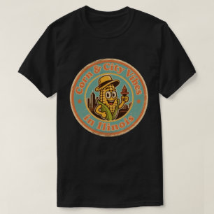 Funny Vintage Illinois Corn and City Retro T-Shirt